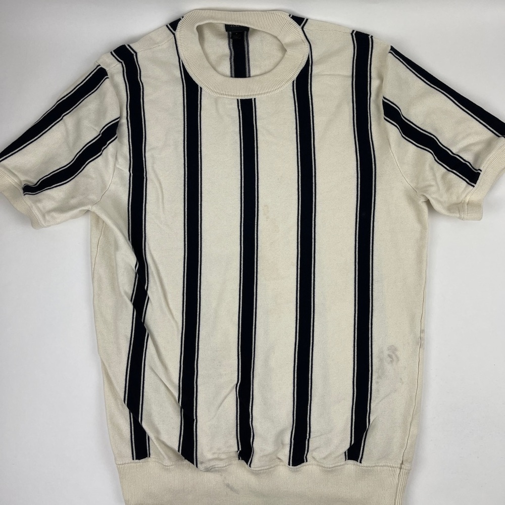 J Crew Sweater Womens Large White Black Striped